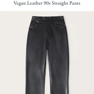 NWT!! Black Abercrombie and Fitch Vegan 90’s Straight Leg Leather Pants
